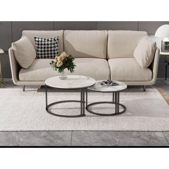 Camera ta - Masuta pentru sufragerie 50*50*39.5 70*70*43.5 - alb cu negru