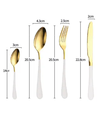 Set tacamuri, din inox,  24 piese, culoare alb/auriu [1]