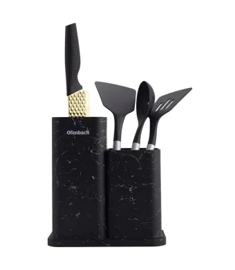 Bucatarie - Suport - Cuțite & Ustensile, (Design Marmură Neagră)