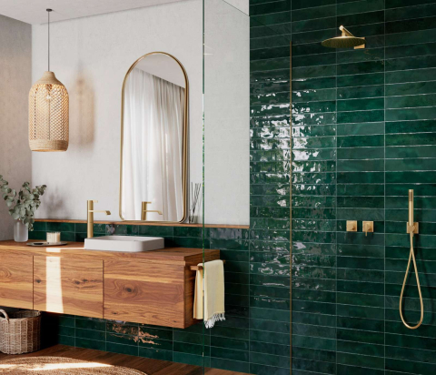 Faianta - Faianță Nairobi Green 7,5x30 cm lucioasă – Ceramica Villar Albaro (CVA) Faianță verde lucioasă 7,5x30 cm pentru baie și bucătărie