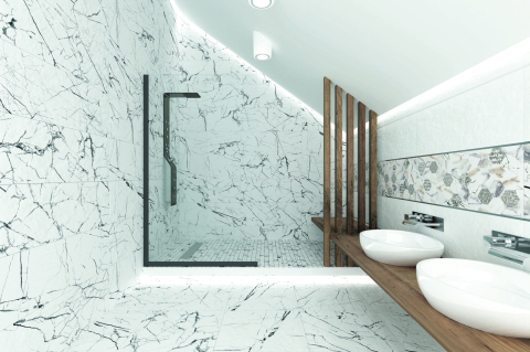 Lichidare stoc - Faianta Niria white decor  35x90cm,rectificata