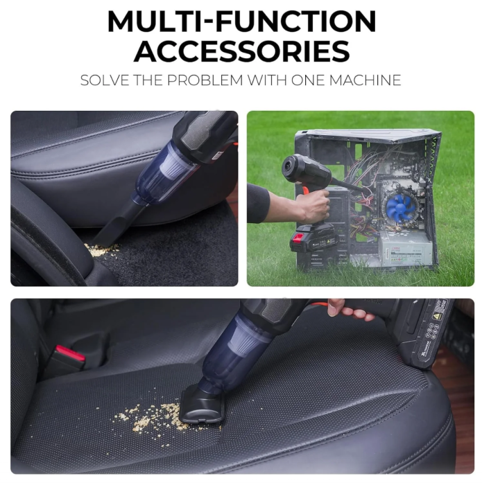 Aspirator Auto și Suflantă 6-in-1, Reîncărcabil USB, ideal pentru Tastatură, Mașină și Păr Animale [2]