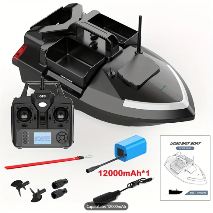 Barcă Momeală GPS de Pescuit cu 3 Cuve și Memorare Până la 40 Puncte GPS - Control la Distanță 500m [3]