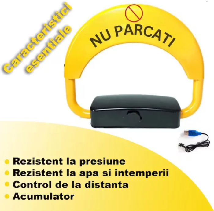 Blocator Automat Loc de Parcare AT Performance – Telecomandă, Suport 2 Tone, Alarmă Anti-Furt, 2 Chei, Galben/Negru [4]