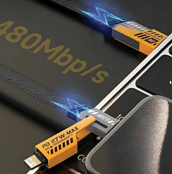 Cablu 4 în 1 USB-C / Lightning / MicroUSB, Fast Charge până la 65W, Transfer Date 480 Mbps [3]