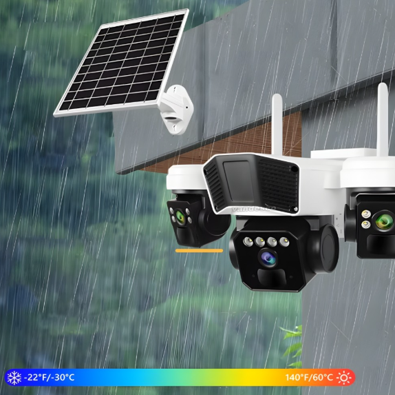 Camera Supraveghere cu Panou Solar, Conexiune 4G, Rotatie 360° Panoramica Cu 3 Lentile, Zoom 10x, Card Memorie Cadou [4]