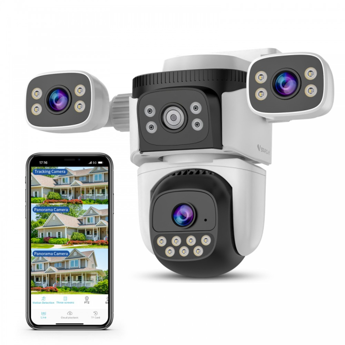 Camera supraveghere IP exterior 3 in 1 CSR, Wifi, 360 grade,AI, Smart Tracking, Starlight , Cel mai bun Night Vision de pe piata [1]