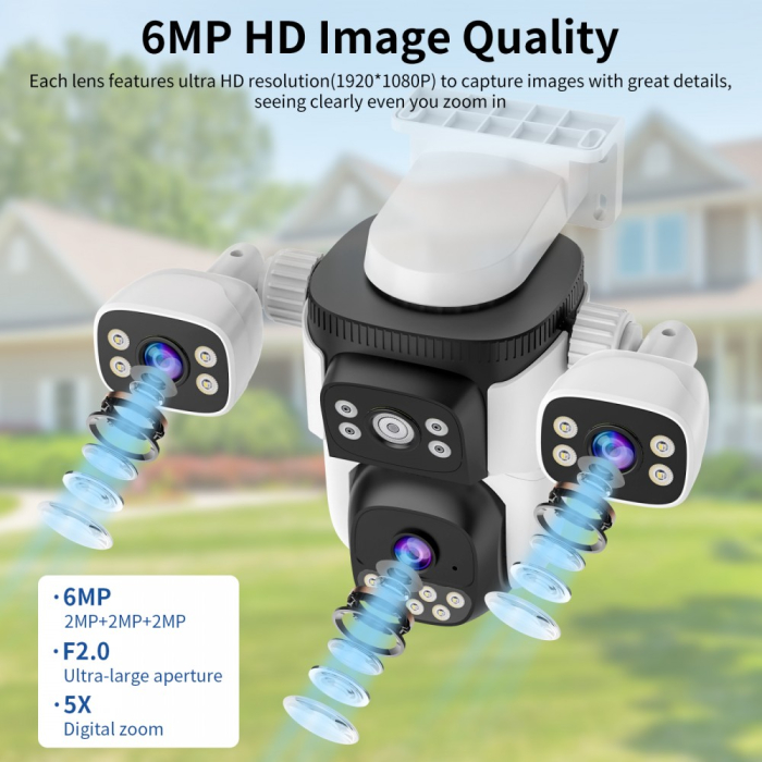 Camera supraveghere IP exterior 3 in 1 CSR, Wifi, 360 grade,AI, Smart Tracking, Starlight , Cel mai bun Night Vision de pe piata [3]