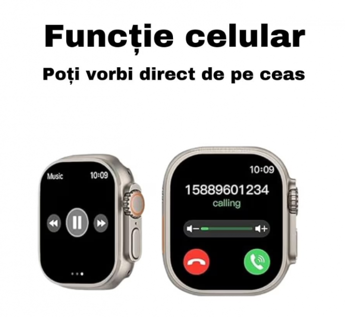 Ceas Inteligent SmartWatch 2.22 inch, +Cadou Casti WIFI + Extra curea, Apel Bluetooth, Incarcator Wireless, metal, Notificari Apel si Retele Sociale, Oximetru, Ritm Cardiac, Termometru, Monitorizare [3]