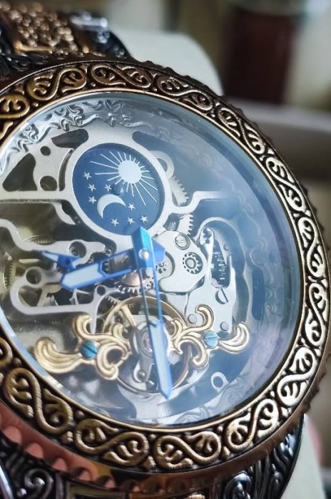 Ceas Skeleton Mecanic SH Carcasă Metalică și Brățară Gravată [2]