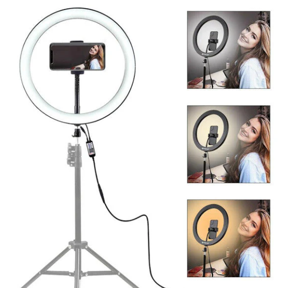 Lampă LED Circular 25.5 cm, 120 LED-uri, Trepied 210 cm și Suport Telefon – Ideal pentru Make-up, Vlogging, Instagram [2]