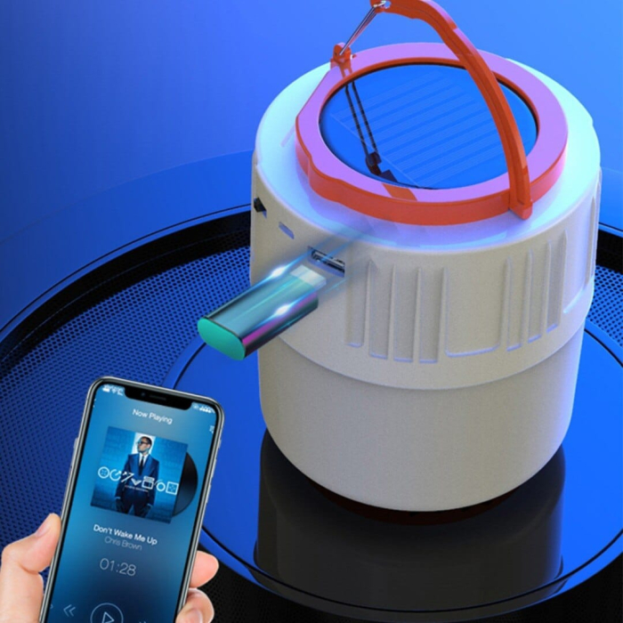 Lanternă solară cu 42 LED, reîncărcabilă prin USB, cu lumină difuzor fără fir, lampă pentru cort de camping, pentru iluminat de urgență în exterior/interioară [6]