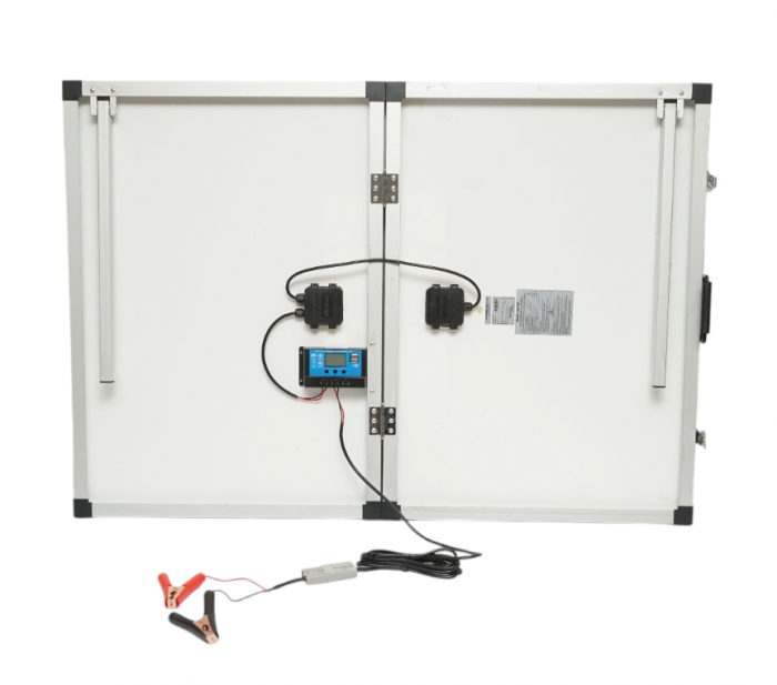 Panou solar 145W portabil fotovoltaic monocristalin tip valiza cu regulator tensiune 12/24V 20Ah 2 USB-uri [3]