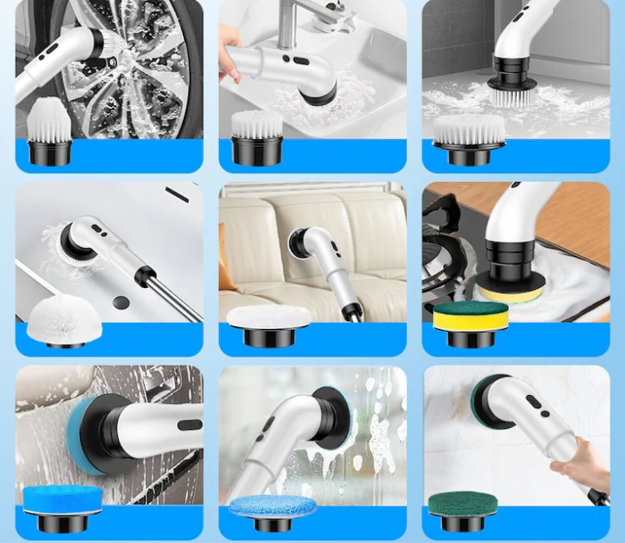 Perie Electrică Rotativă Multifuncțională 9-în-1 - Soluția Ta Completă de Curățenie [2]