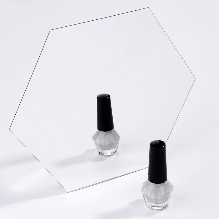 Set 12 autocolante de perete tip oglinda design Hexagon 126x110x63 mm, Argintiu [4]