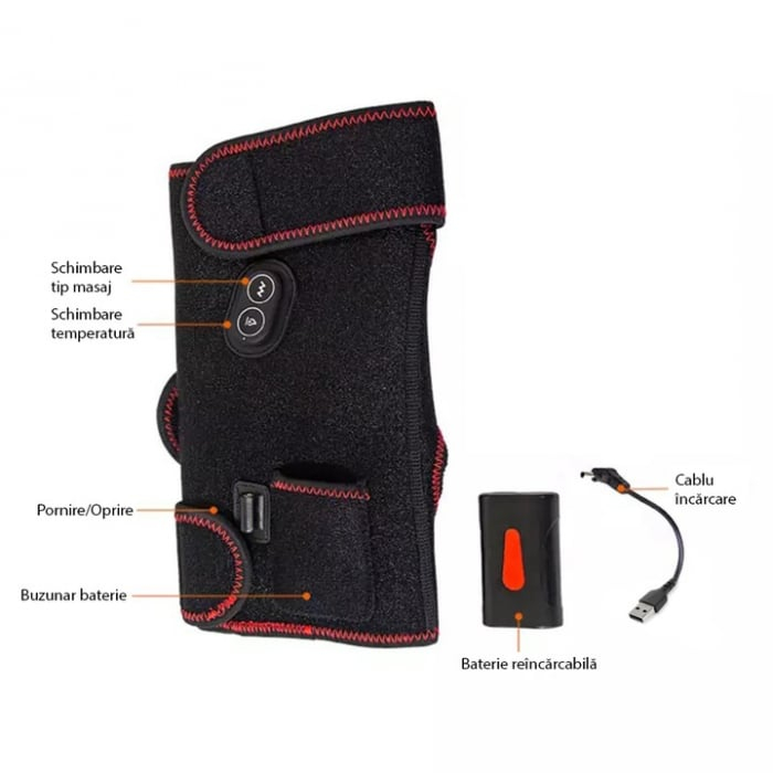 Set 2 Aparate de Masaj pentru Genunchi cu 6 Trepte de Vibrație și 3 Nivele de Temperatură, Baterie 5000mAh [4]