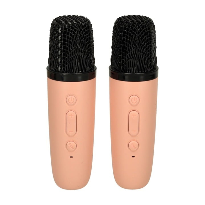 Set Karaoke cu 2 Microfoane și Boxă Portabilă Roz, 6W [6]
