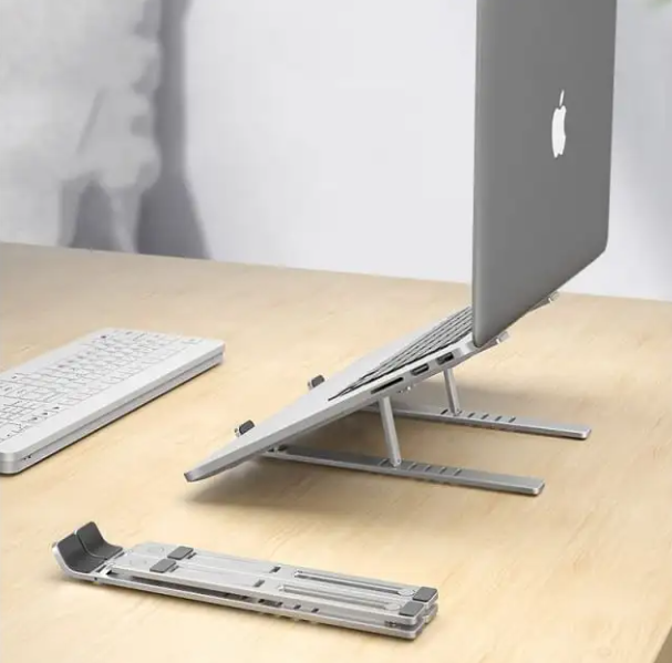 Suport pentru laptop, reglabil pe inaltime, pliabil, din Aluminiu, Detasabil, 10-15.6″, Argintiu [5]