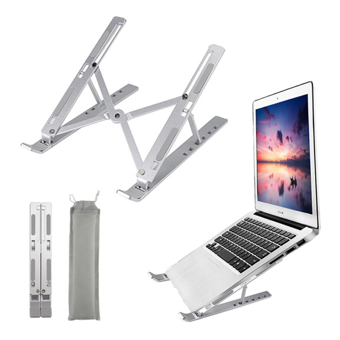 Suport pentru laptop, reglabil pe inaltime, pliabil, din Aluminiu, Detasabil, 10-15.6″, Argintiu [1]
