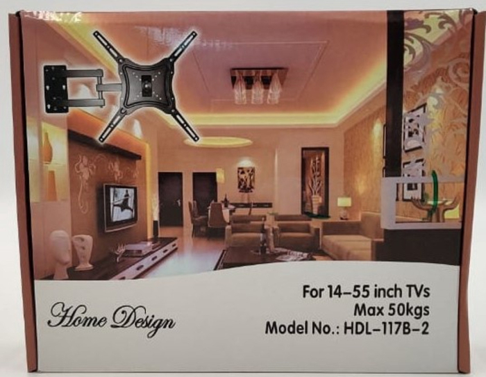 Suport TV de perete HDL-117B-2, Doua brate, Reglabil, 14-55 inchi, Negru Suporta 50kg [3]