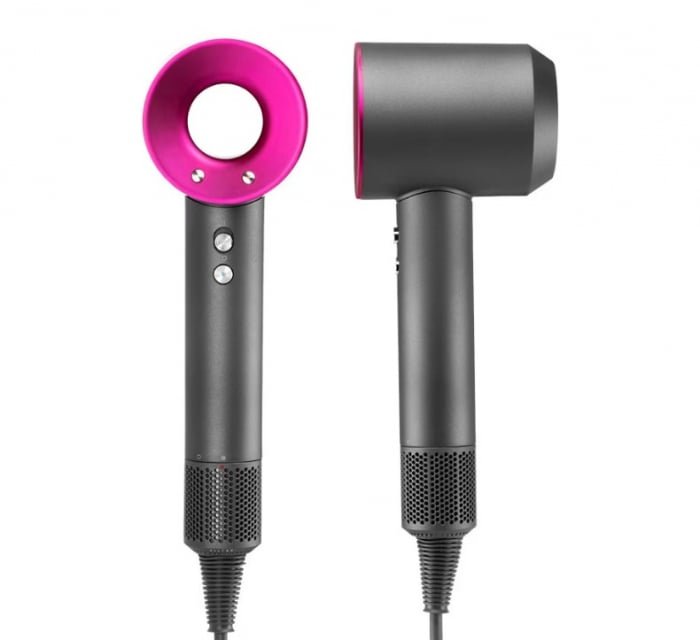 Uscator de par ultra puternic, ioni negativi, aer rece/cald, 1600W, 3 trepte de viteza, 4 trepte de temperatura, 5 capete diferite, Roz gri [1]