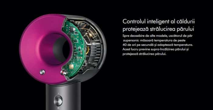 Uscator de par ultra puternic, ioni negativi, aer rece/cald, 1600W, 3 trepte de viteza, 4 trepte de temperatura, 5 capete diferite, Roz gri [2]