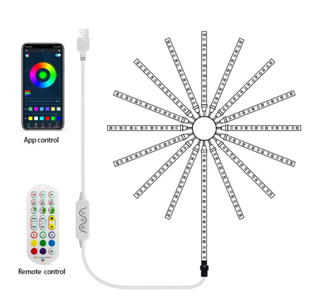Decoratiuni - Bandă LED Artificii RGB, Control Bluetooth/Telefon/Telecomandă – USB, Sincronizare Audio, Iluminat Smart Home Multicolor