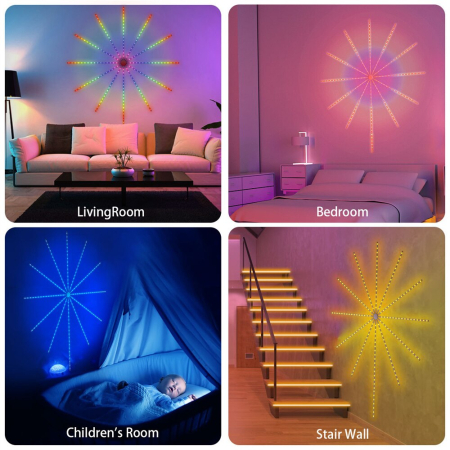 Bandă LED Artificii RGB, Control Bluetooth/Telefon/Telecomandă – USB, Sincronizare Audio, Iluminat Smart Home Multicolor [1]