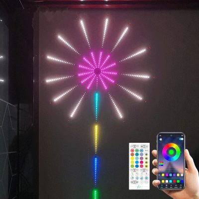 Bandă LED Artificii RGB, Control Bluetooth/Telefon/Telecomandă – USB, Sincronizare Audio, Iluminat Smart Home Multicolor [2]