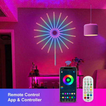 Bandă LED Artificii RGB, Control Bluetooth/Telefon/Telecomandă – USB, Sincronizare Audio, Iluminat Smart Home Multicolor [4]