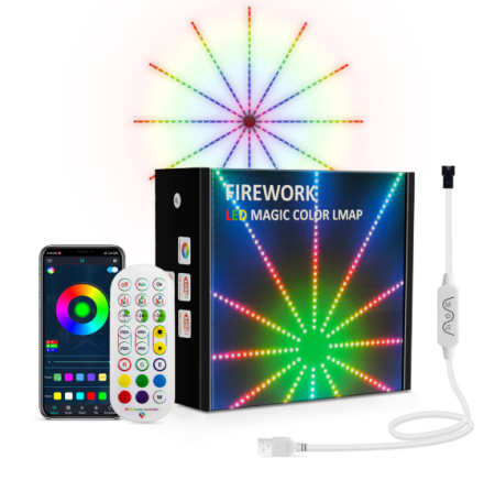 Bandă LED Artificii RGB, Control Bluetooth/Telefon/Telecomandă – USB, Sincronizare Audio, Iluminat Smart Home Multicolor [6]