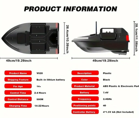 Barcă Momeală GPS de Pescuit cu 3 Cuve și Memorare Până la 40 Puncte GPS - Control la Distanță 500m [6]