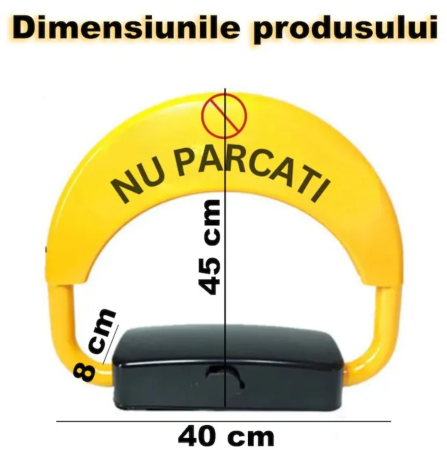 Blocator Automat Loc de Parcare AT Performance – Telecomandă, Suport 2 Tone, Alarmă Anti-Furt, 2 Chei, Galben/Negru [1]
