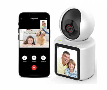 Camere Supraveghere - Camera video AI 360°, bidirectionala, monitorizare bebelusi sau varstnici, cu senzor detectare plans si miscare, infrarosu pentru vizionare nocturna, apel de la distanta,  WI-FI