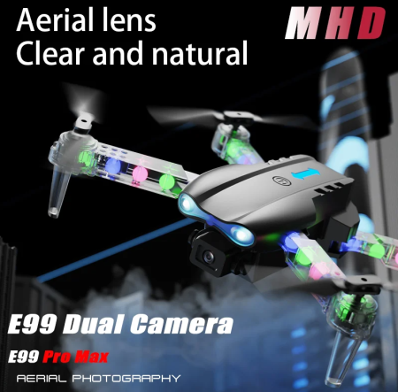 Dronă Pliabilă E99 Light Edition cu Camere HD Duale și LED-uri Spectaculoase – Perfectă pentru Începători [2]