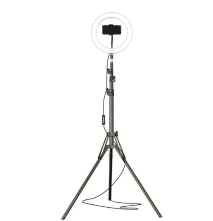 Foto & Audio & Video - Lampă LED Circular 25.5 cm, 120 LED-uri, Trepied 210 cm și Suport Telefon – Ideal pentru Make-up, Vlogging, Instagram