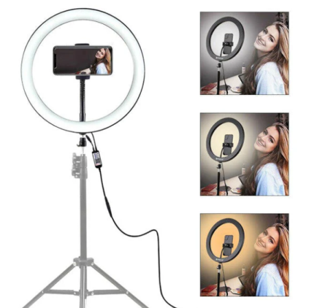 Lampă LED Circular 25.5 cm, 120 LED-uri, Trepied 210 cm și Suport Telefon – Ideal pentru Make-up, Vlogging, Instagram [1]