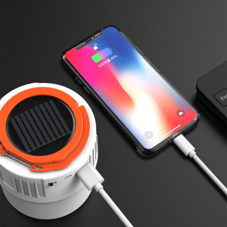 Lanternă solară cu 42 LED, reîncărcabilă prin USB, cu lumină difuzor fără fir, lampă pentru cort de camping, pentru iluminat de urgență în exterior/interioară [4]