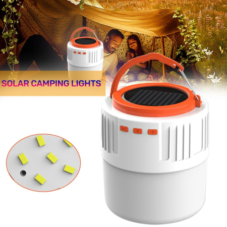 Distractie & Timp Liber - Lanternă solară cu 42 LED, reîncărcabilă prin USB, cu lumină difuzor fără fir, lampă pentru cort de camping, pentru iluminat de urgență în exterior/interioară
