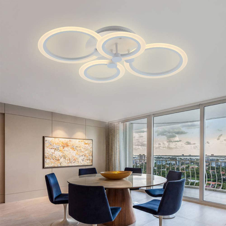 Lustra LED circular design alb cu telecomanda, dimabila, 80W [2]