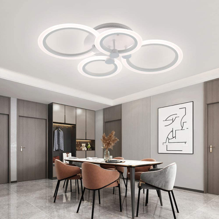 Iluminat - Lustra LED circular design alb cu telecomanda, dimabila, 80W