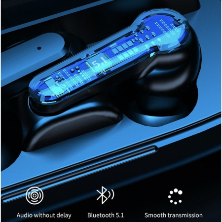 M19 TWS Căști Wireless - Bluetooth 5.1, Sunet Clar HD, Control Tactil, Carcasă Power Bank 2000mAh, Impermeabile [2]