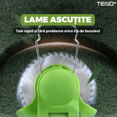 Motocoasa Electrica , 2 acumulatori 48 V, baston telescopic, 3 tipuri de lame pentru taiere, 18000 RPM, autonomie de 2-3 ore, accesorii incluse, verde [6]