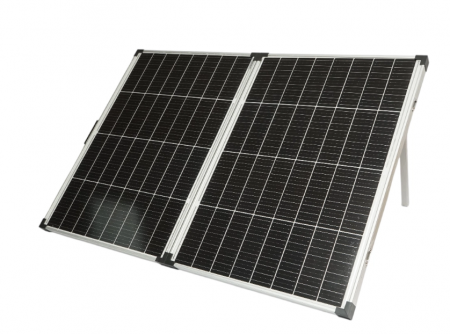 Energie Verde - Panou solar 145W portabil fotovoltaic monocristalin tip valiza cu regulator tensiune 12/24V 20Ah 2 USB-uri