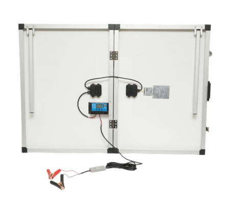 Panou solar 145W portabil fotovoltaic monocristalin tip valiza cu regulator tensiune 12/24V 20Ah 2 USB-uri [2]