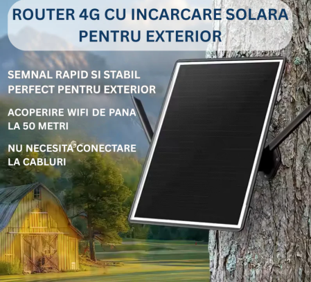 Router 4G de Exterior - Panou Solar si acumulator 12500 mAh + Cartela Sim YOXO Gratuita cu 1 Luna de Internet , Minute si Sms NELIMITAT [1]