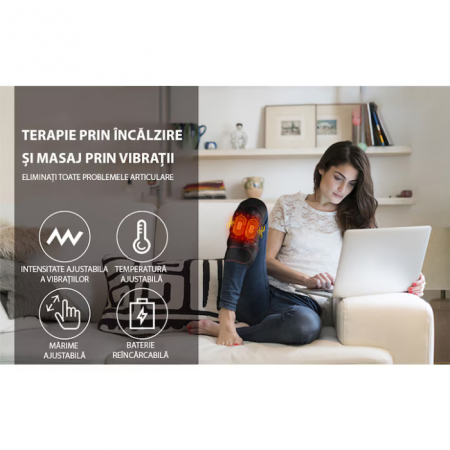 Set 2 Aparate de Masaj pentru Genunchi cu 6 Trepte de Vibrație și 3 Nivele de Temperatură, Baterie 5000mAh [1]