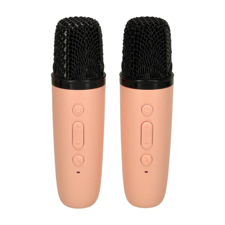 Set Karaoke cu 2 Microfoane și Boxă Portabilă Roz, 6W [5]