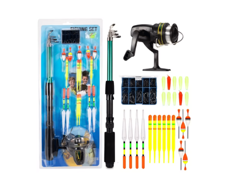 Distractie & Timp Liber - Set lanseta Undiță de pescuit spinning Combo 1,6 m undiță de spinning din fibră de carbon și kit de pescuit cu mulinetă telescopică de mare viteză