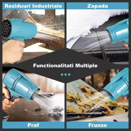 Suflantă Aer Portabilă 48V, Multifuncțională – Uscător Mașină, Curățare Grătar, Zăpadă, Praf Calculator, 2 Acumulatori [5]